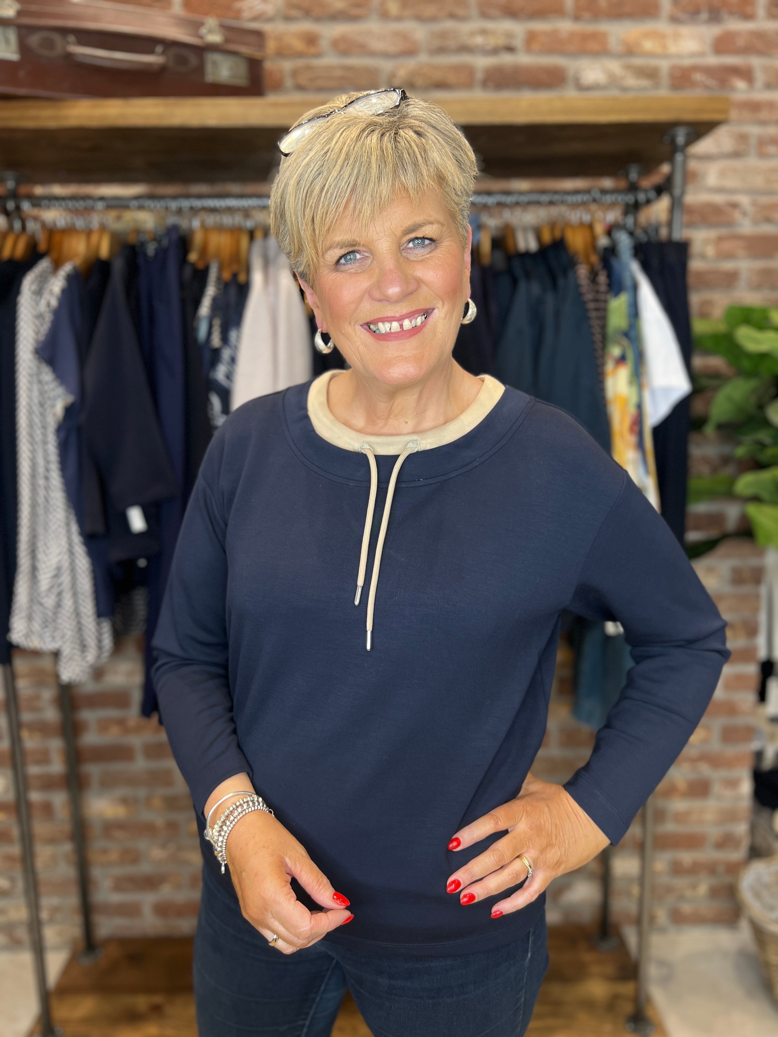Monari Sweatshirt With Trim In Night Sky
