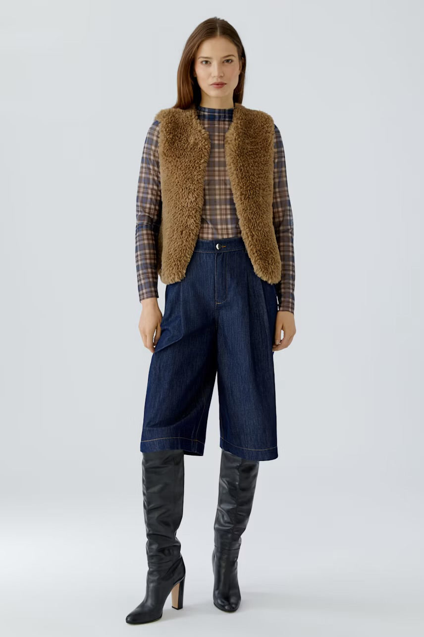 Oui Knitted Waistcoat In Light Rosewood