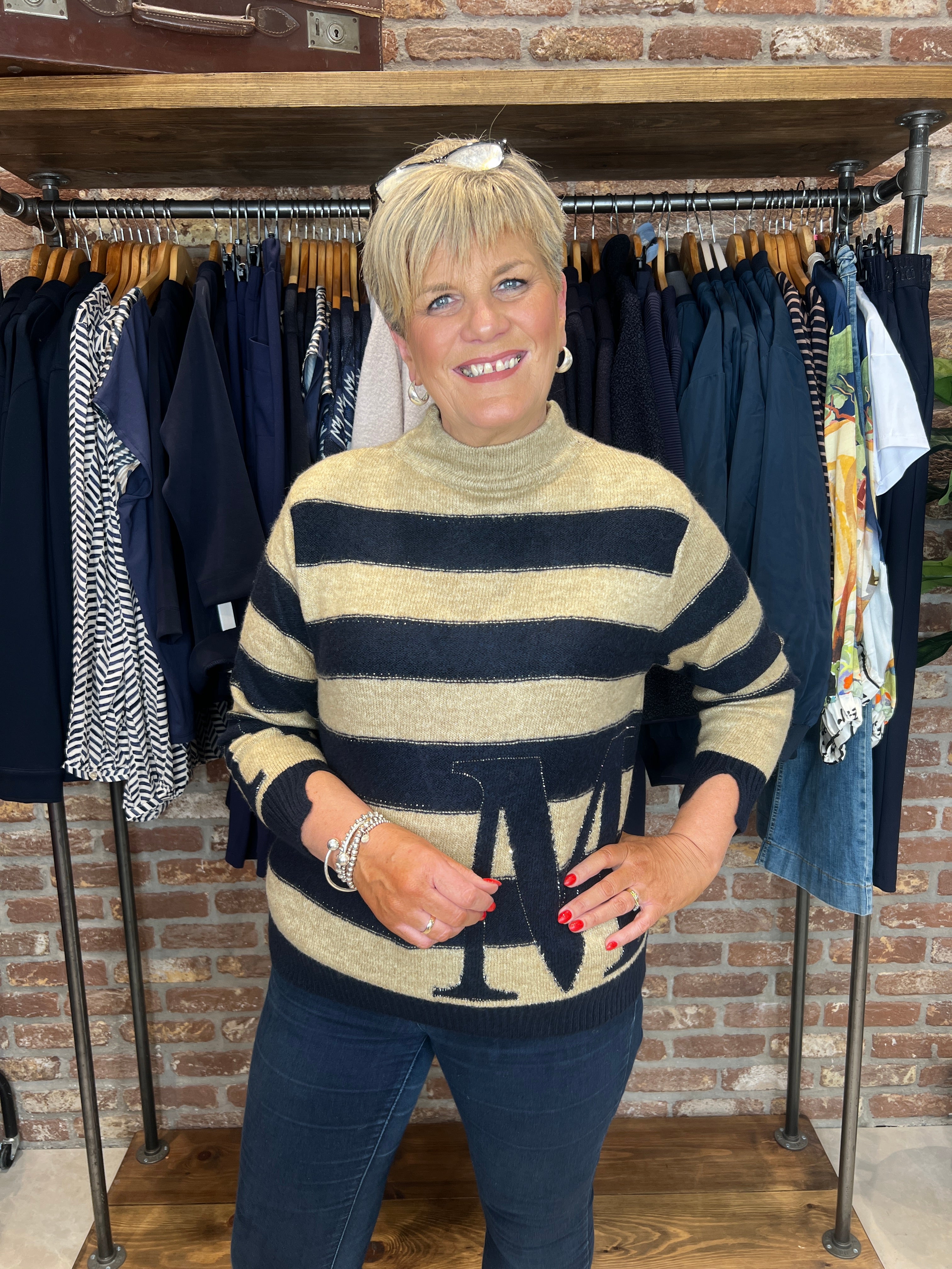 Monari Striped Pullover In Night Sky