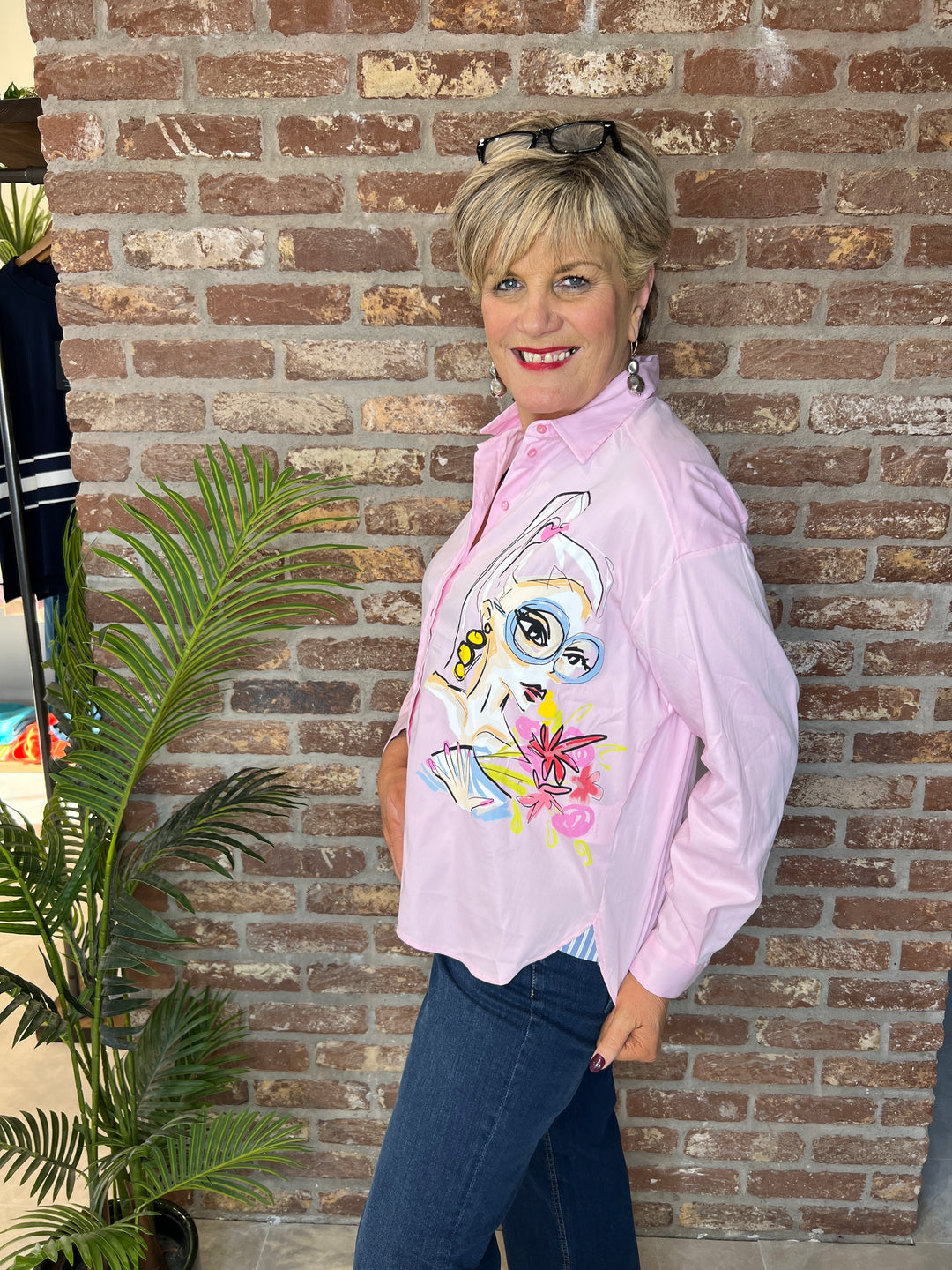 Milano Italy Oversized Shirt In rose multi