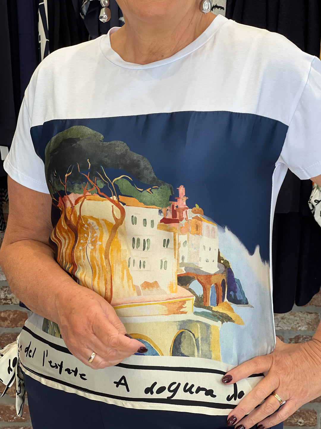 Deck By Decollage Scenic Patterned T-shirt In Navy