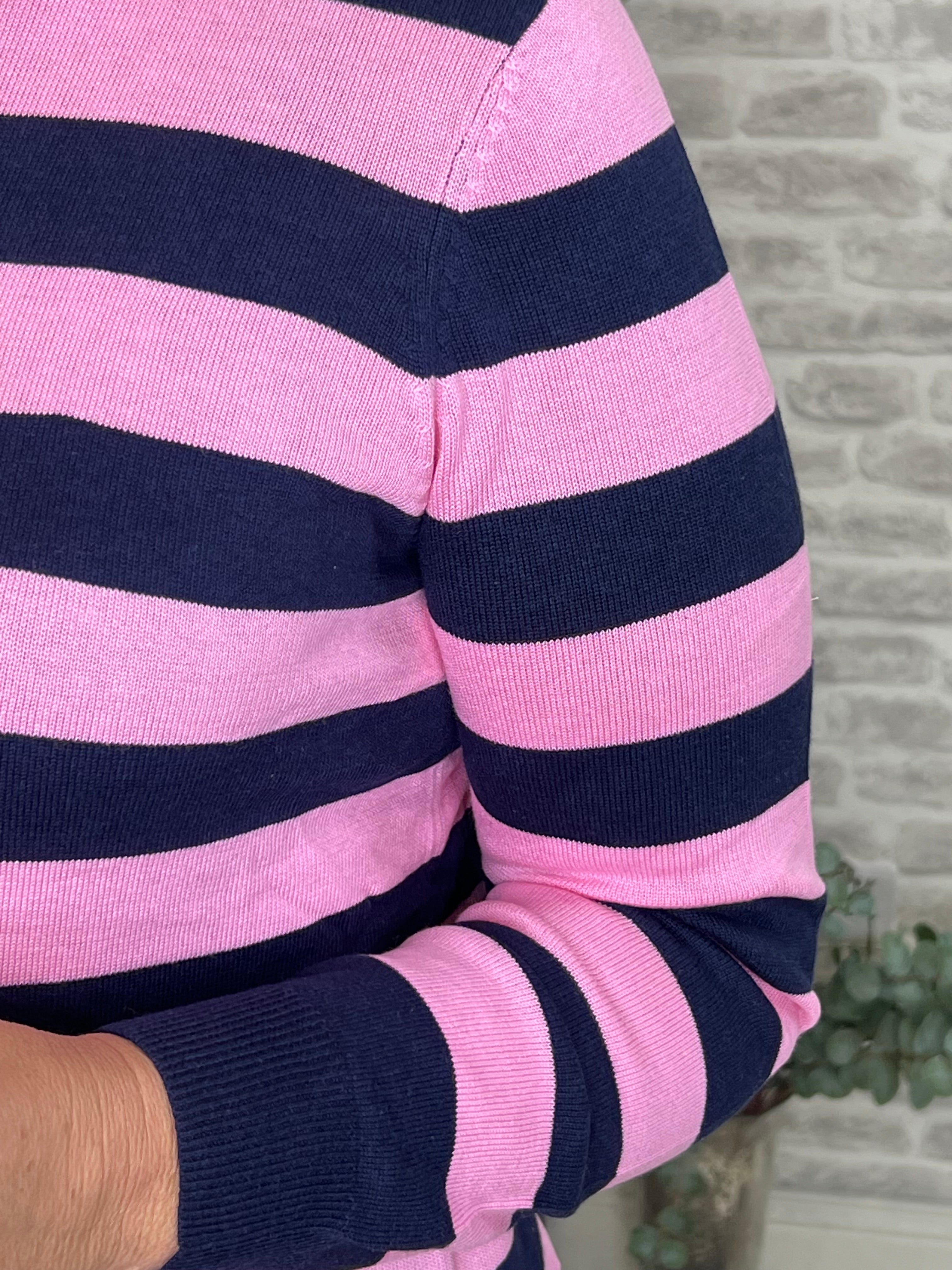 Sugarhill Brighton Rowena Striped Jumper In Navy & Pink