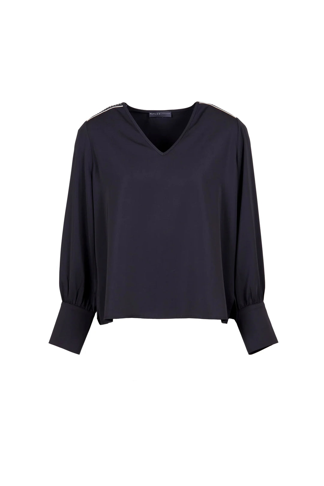 Peruzzi Embellished Trim Blouse In Black
