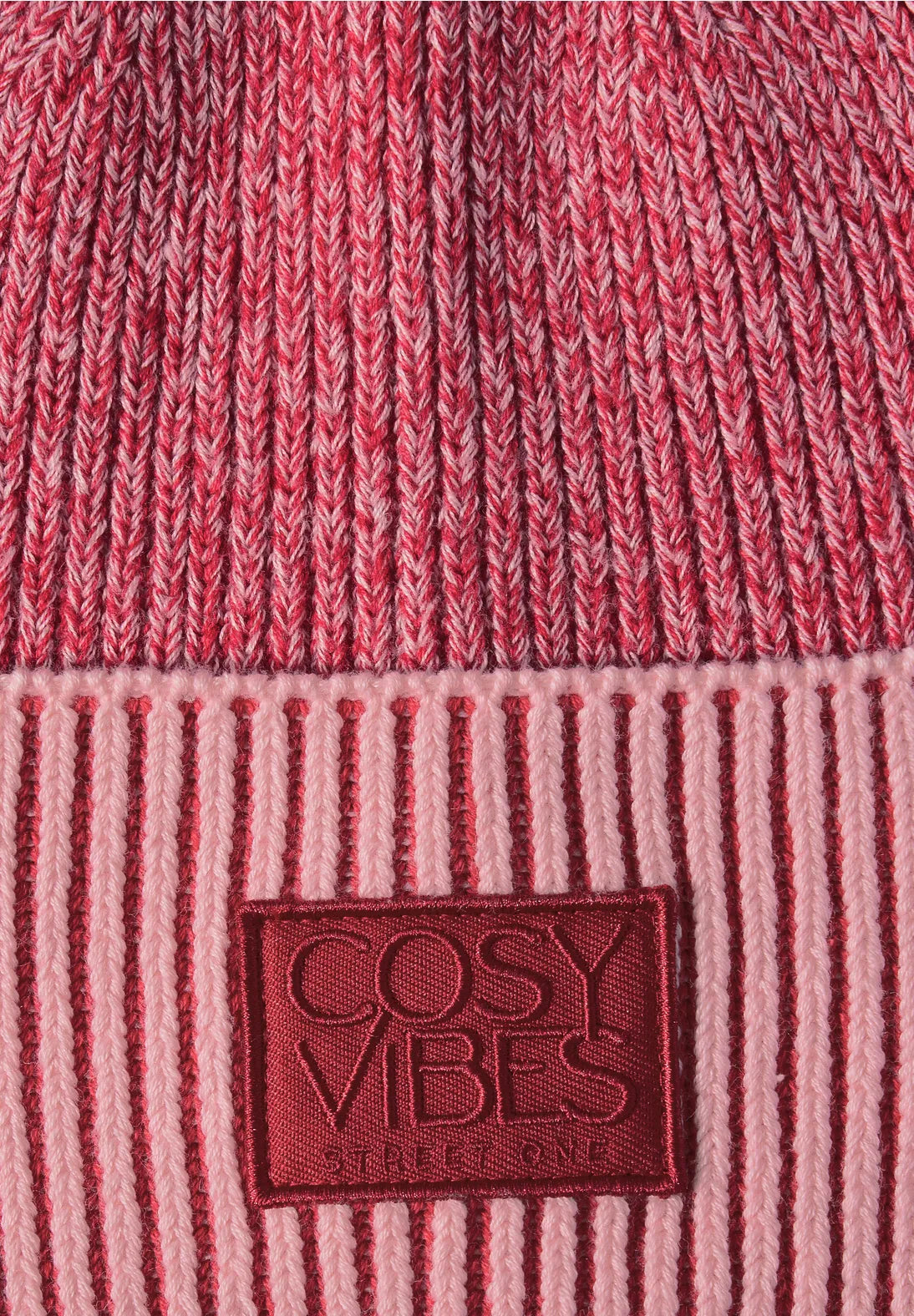 Street One Ribbed Beanie With Badge In Carpet Red