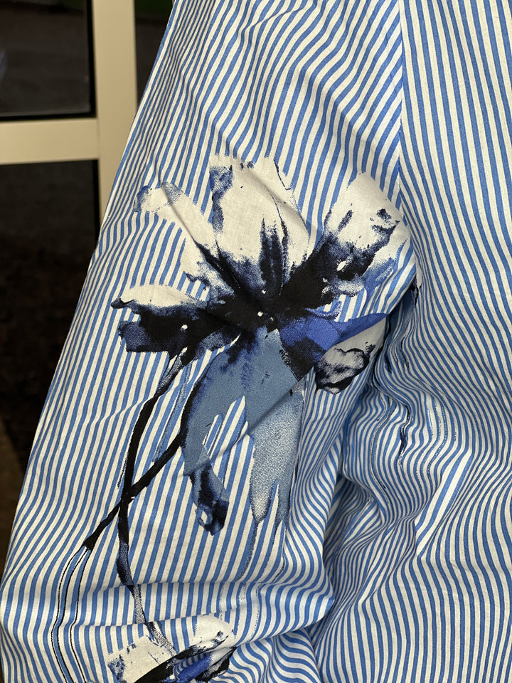 Culture Flower & Striped shirt In Blue