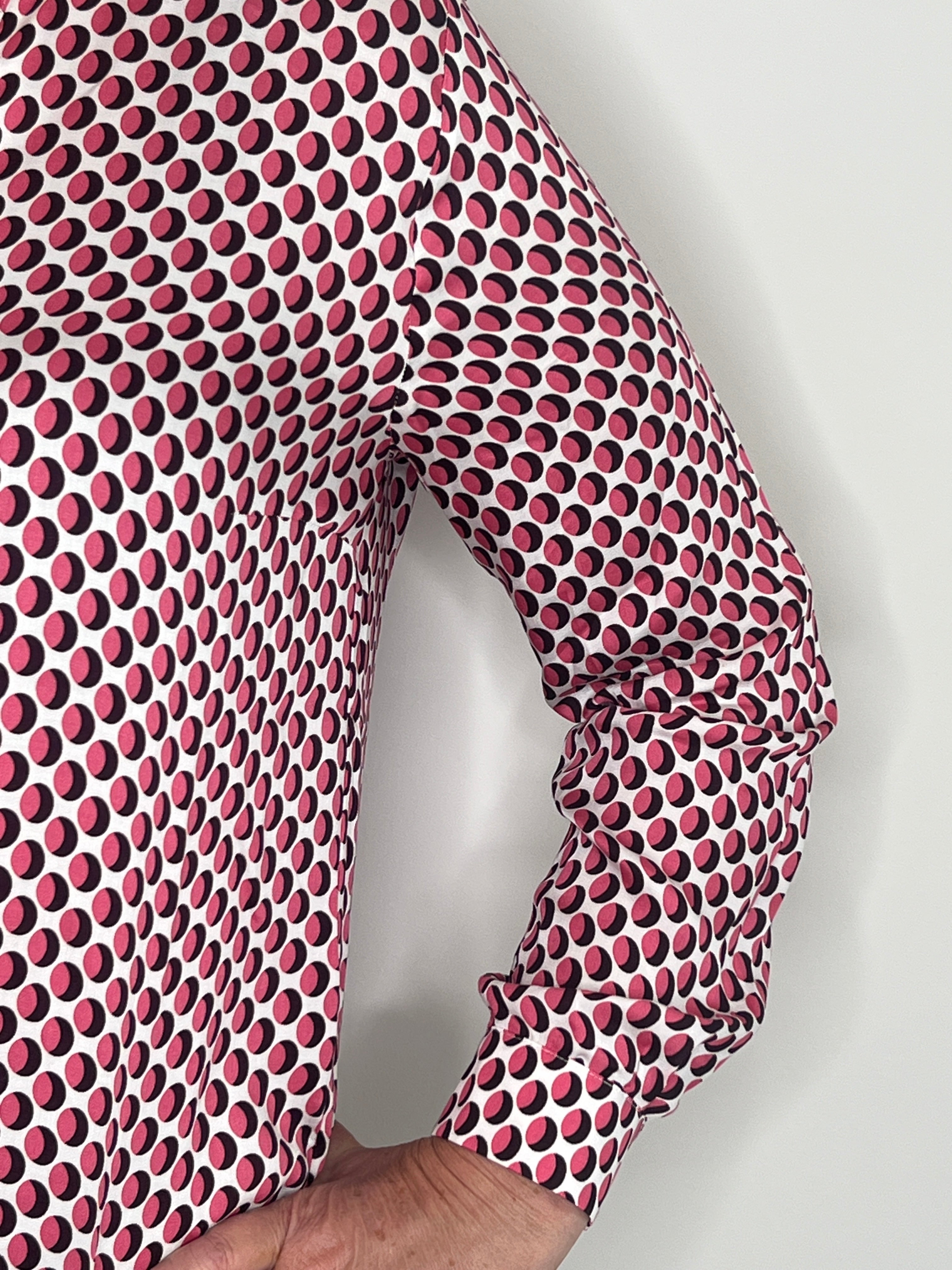More & More Threetone Print Blouse In Berry