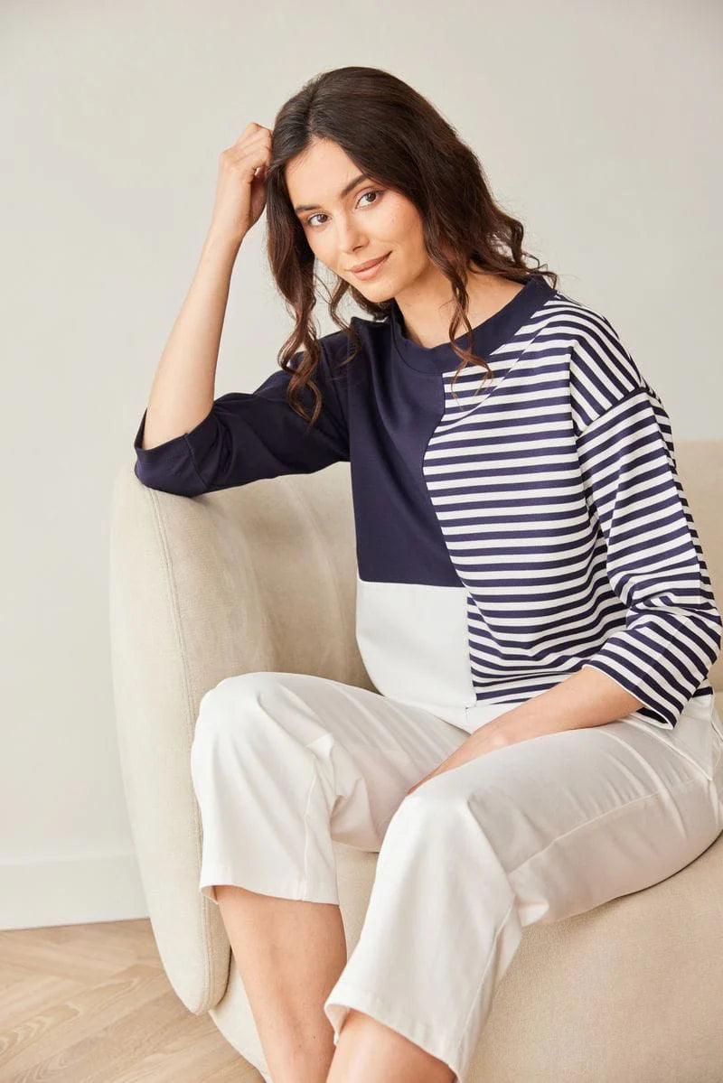 Peruzzi Stripe Block Top in Navy