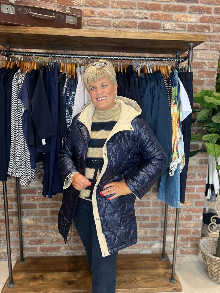 Monari Reversible Coat In Cinnamon & Navy