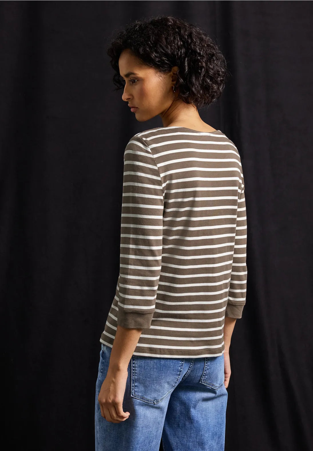 Cecil Basic Boat Neck Top In Silk Brown