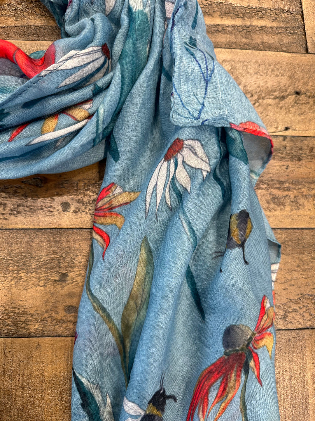 Amelia Meadow Print Scarf In Duck Egg