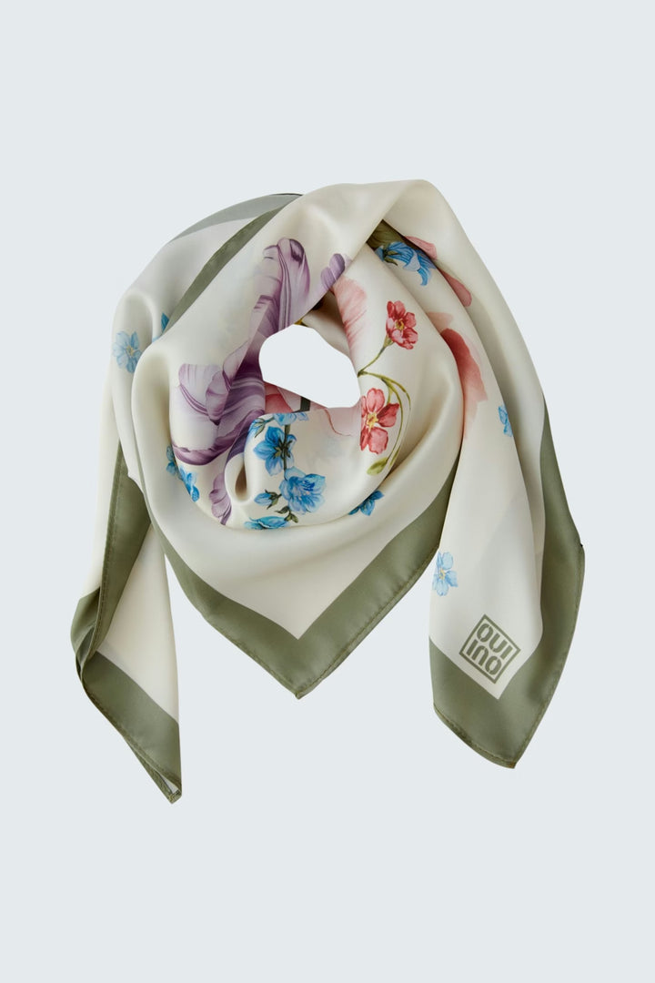 Oui Floral Neck Scarf In Rose Blue