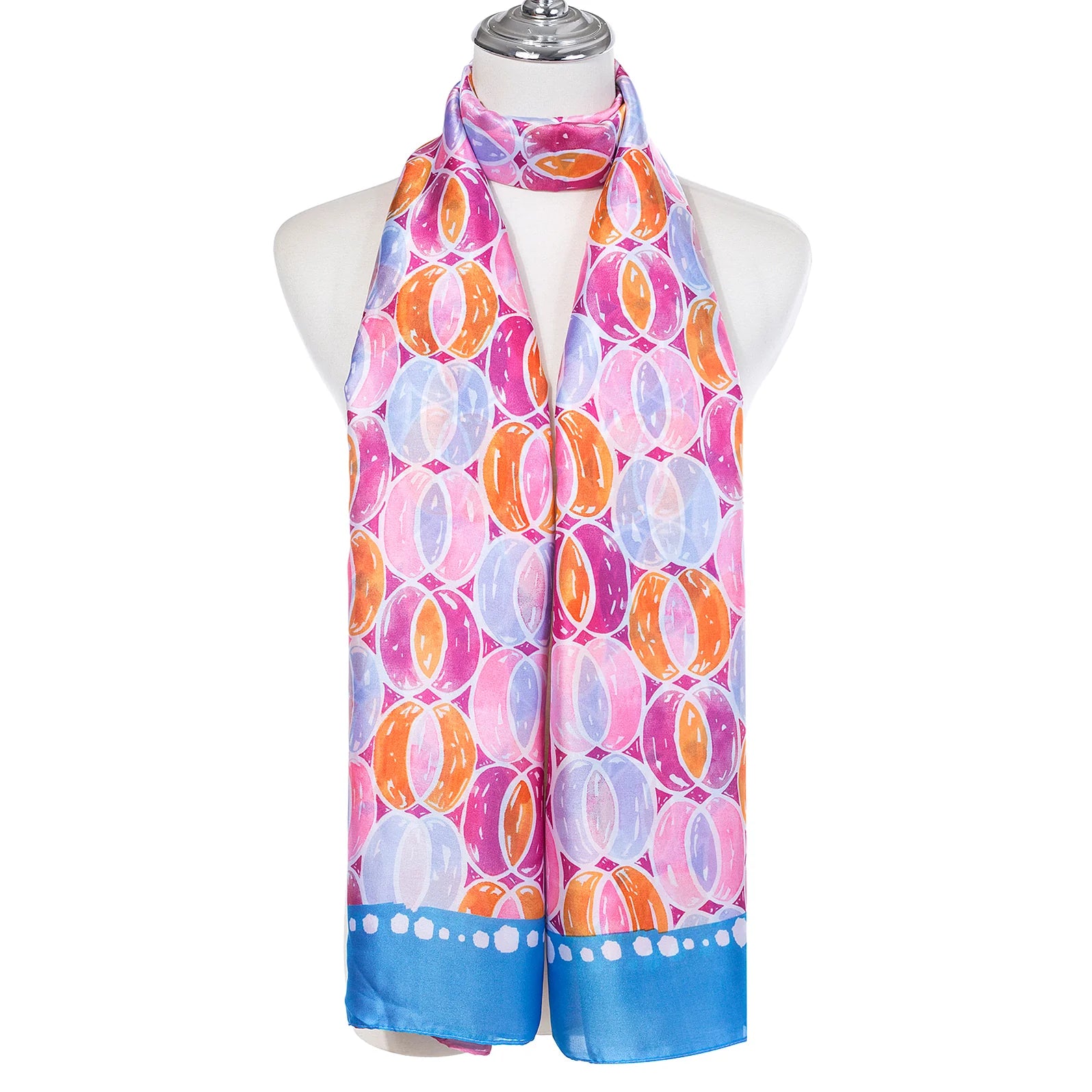 Pipa Patterned Silk Scarf In Pink Multi