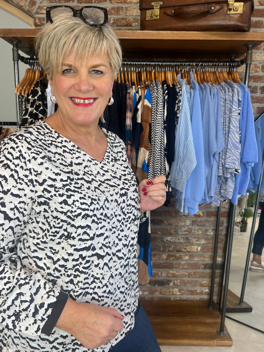 Street One Patterned Blouse In Morning beige