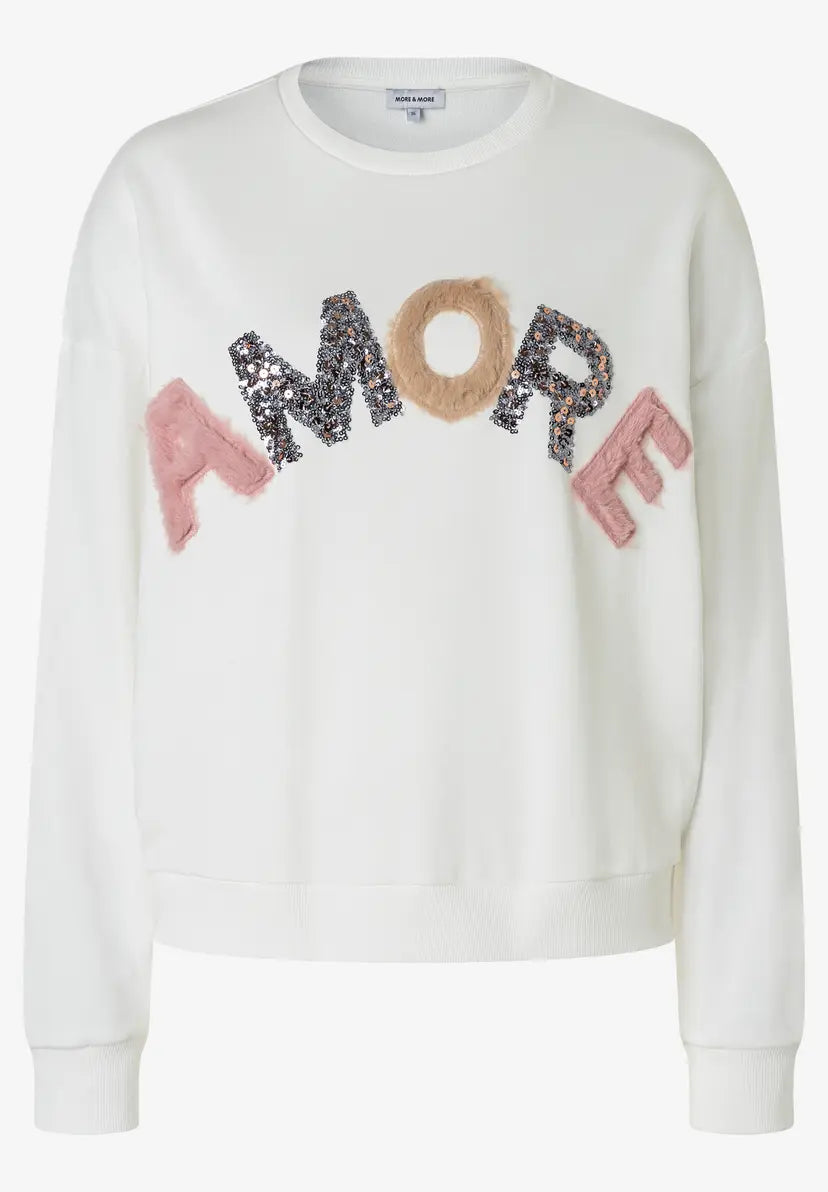 More & More Collar Amore Sweatshirt In Cream Melange
