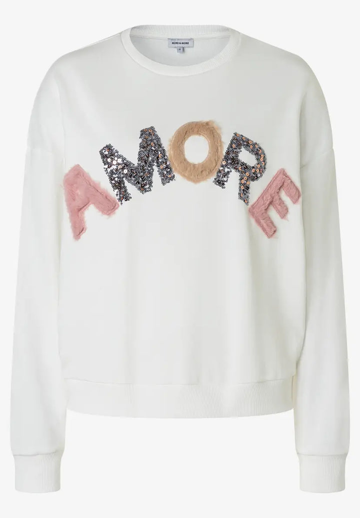More & More Collar Amore Sweatshirt In Cream Melange