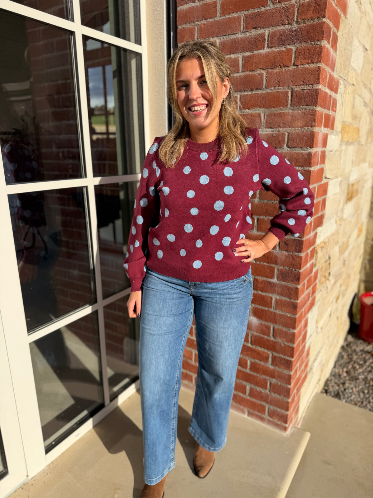 Numilas spot pullover in Syrah