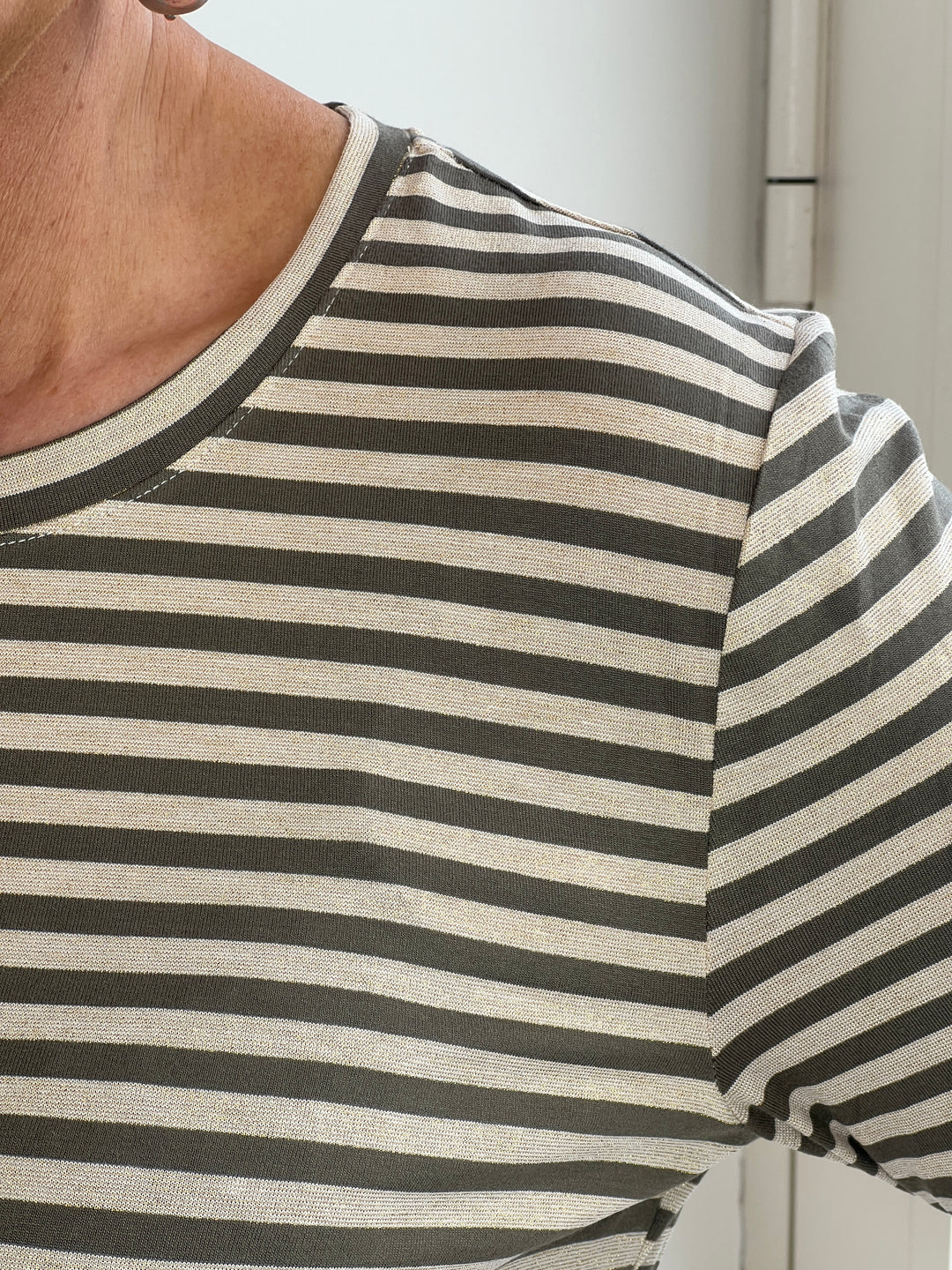 Nümph Nurixie Striped Top In Khaki multi