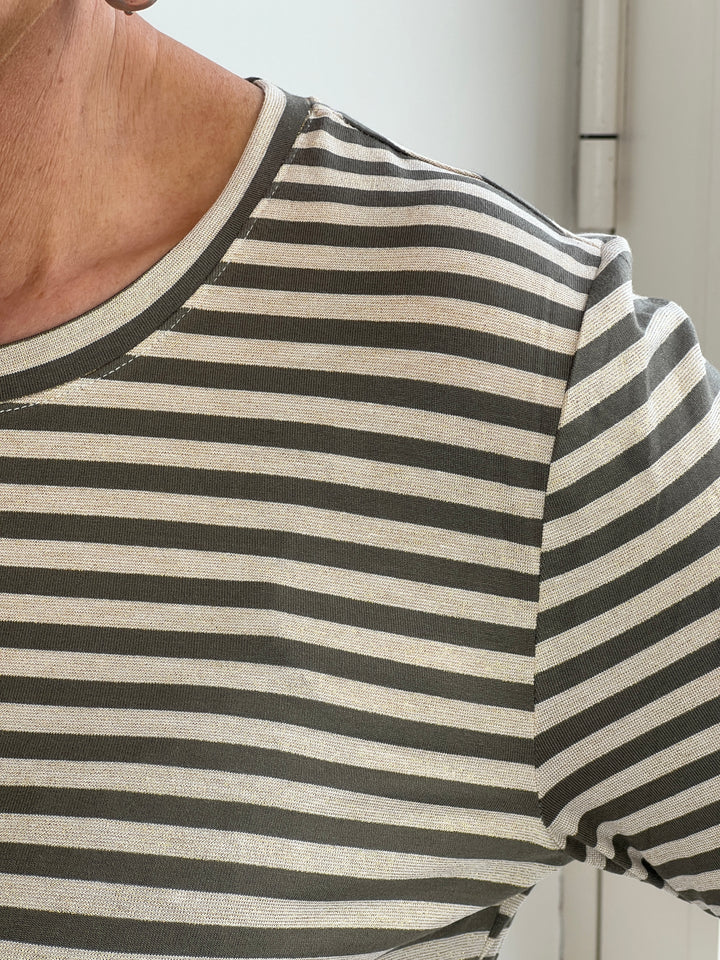 Nümph Nurixie Striped Top In Khaki multi