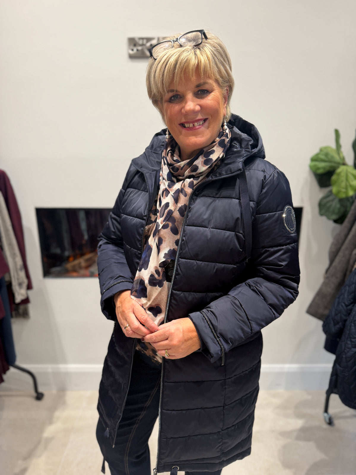 Quilted coat in dark navy