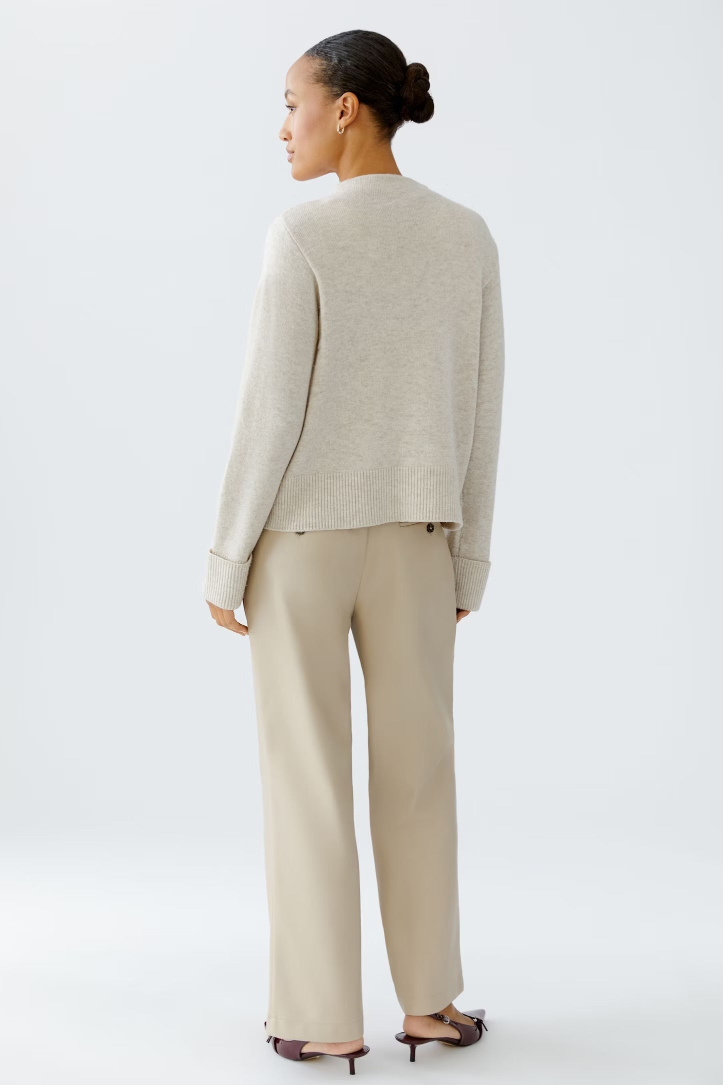 Oui Pullover With Pocket In Light Beige