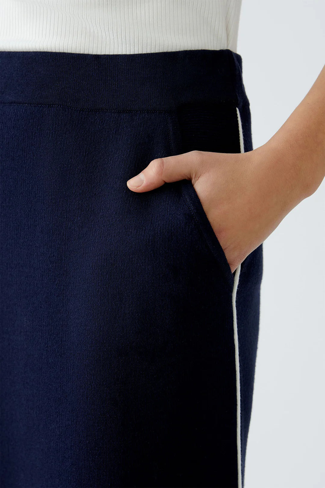 Oui Pull On Knitted Skirt In Dark Blue
