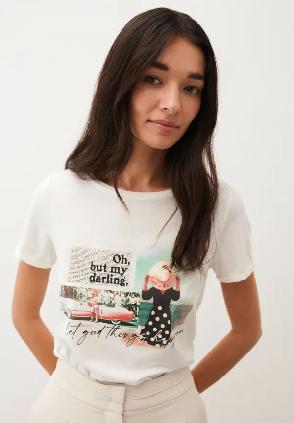 More & More T-shirt With Print In Off White