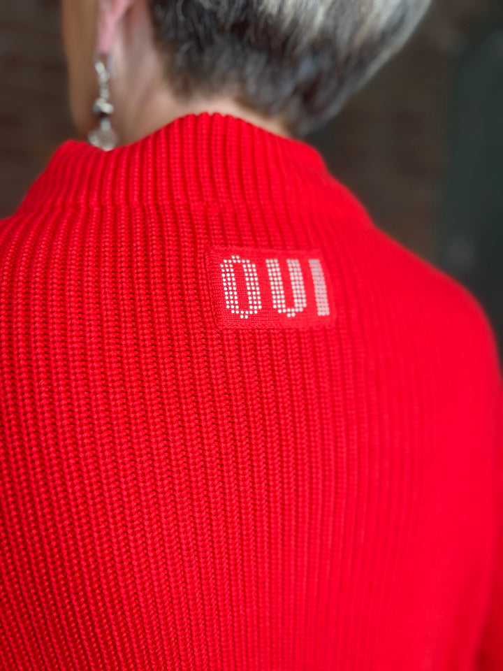 Oui Plain Pullover With Buttons In High Risk Red