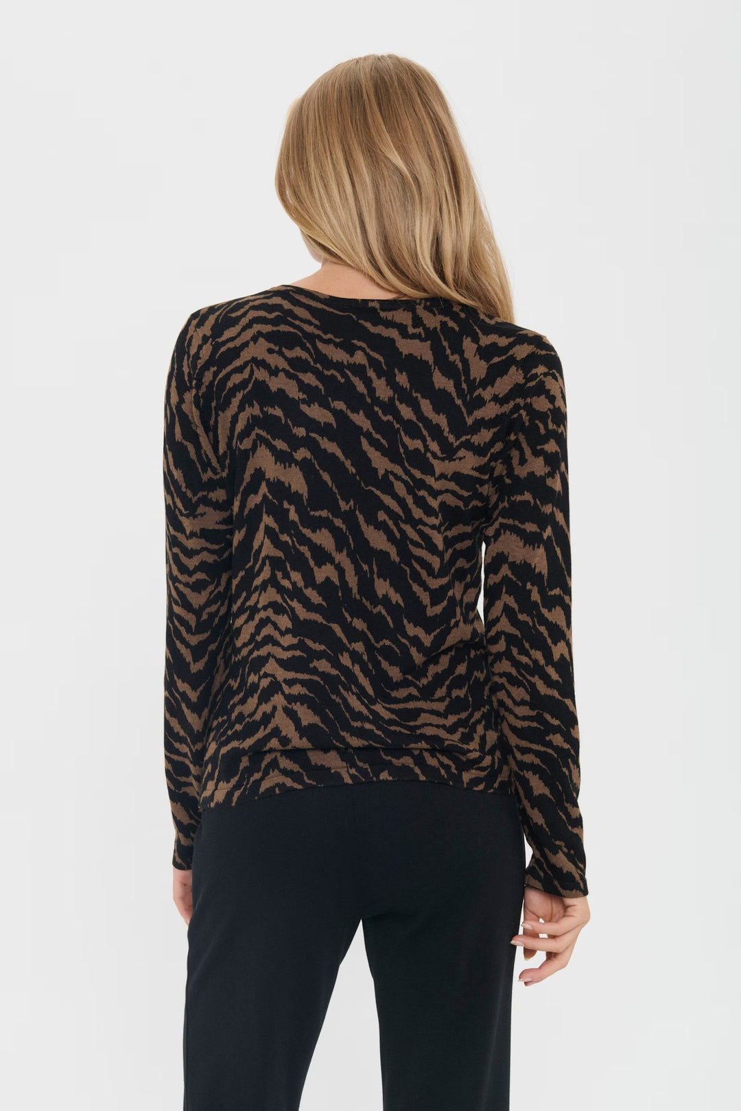 Saint Tropez Stroked Patterned Cardigan In Black Multi