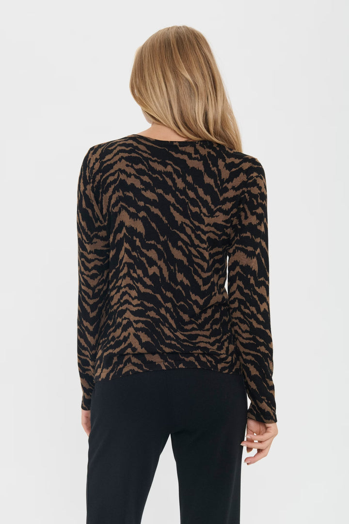 Saint Tropez Stroked Patterned Cardigan In Black Multi