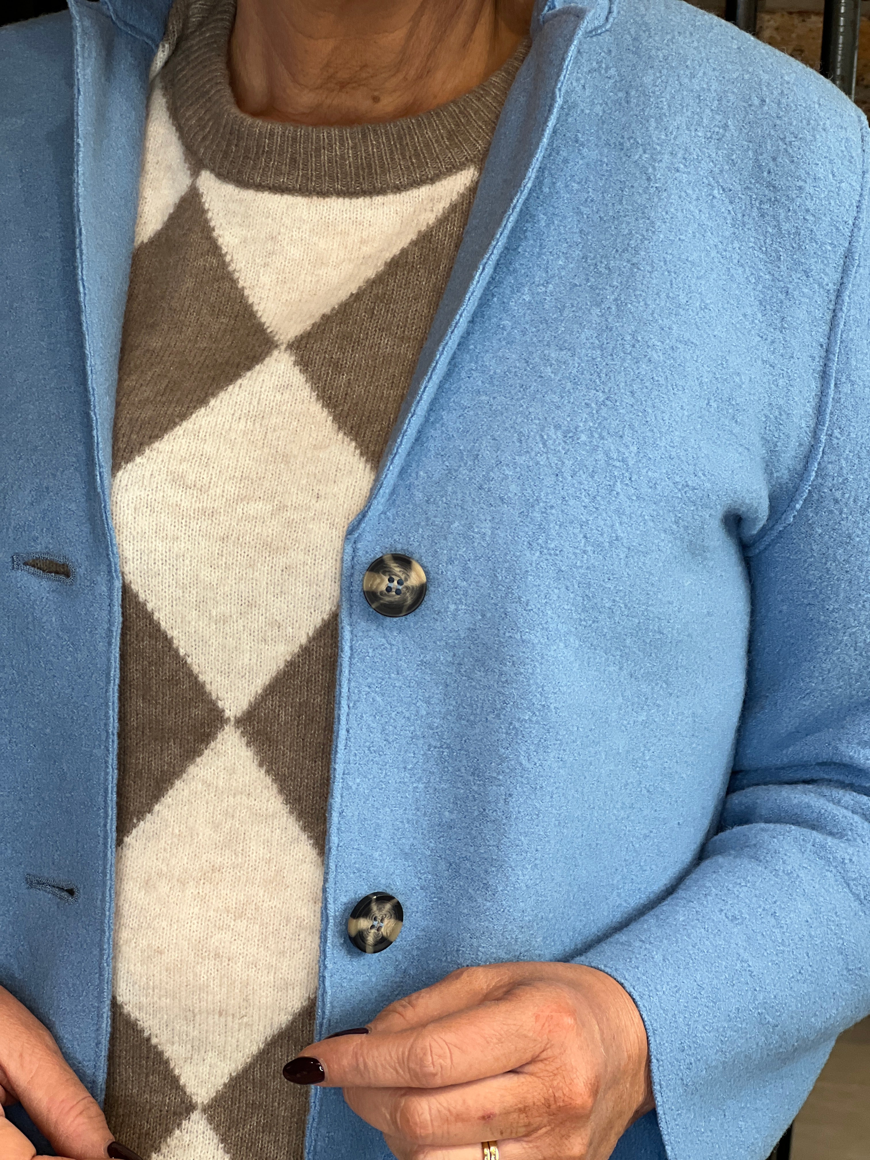 Oui Mayson Boiled Wool Coat Misty Blue