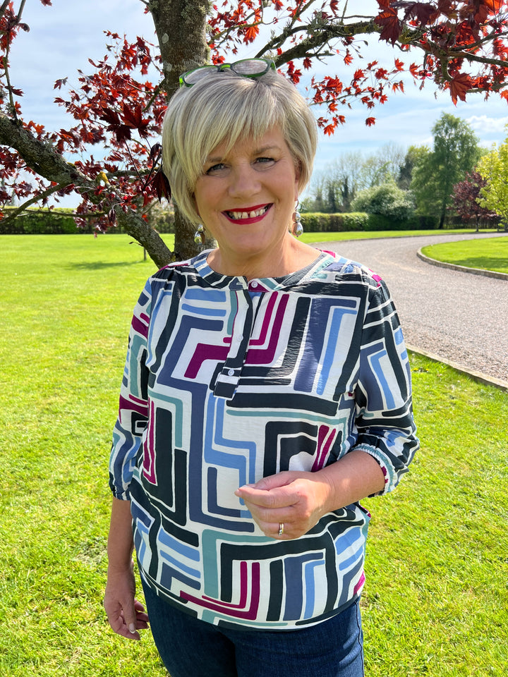 Cecil Geometric Blouse In Multi