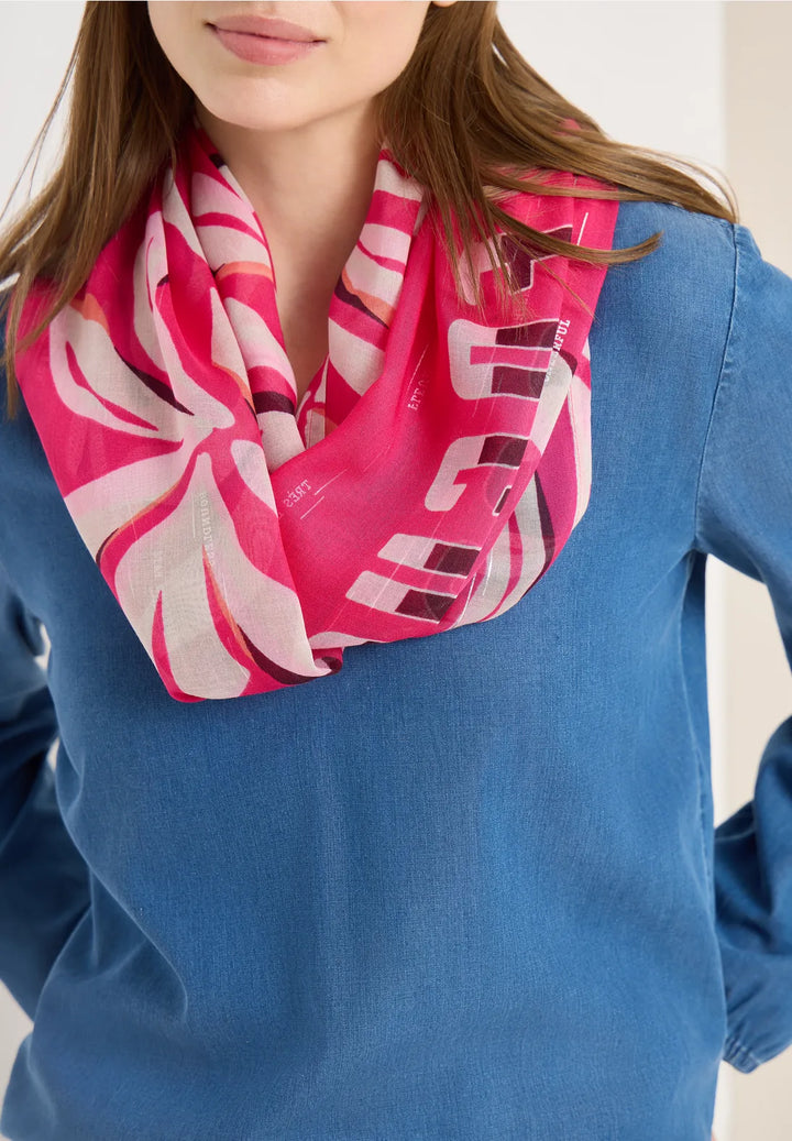 Cecil foil patterned Loop Snood In beetroot pink