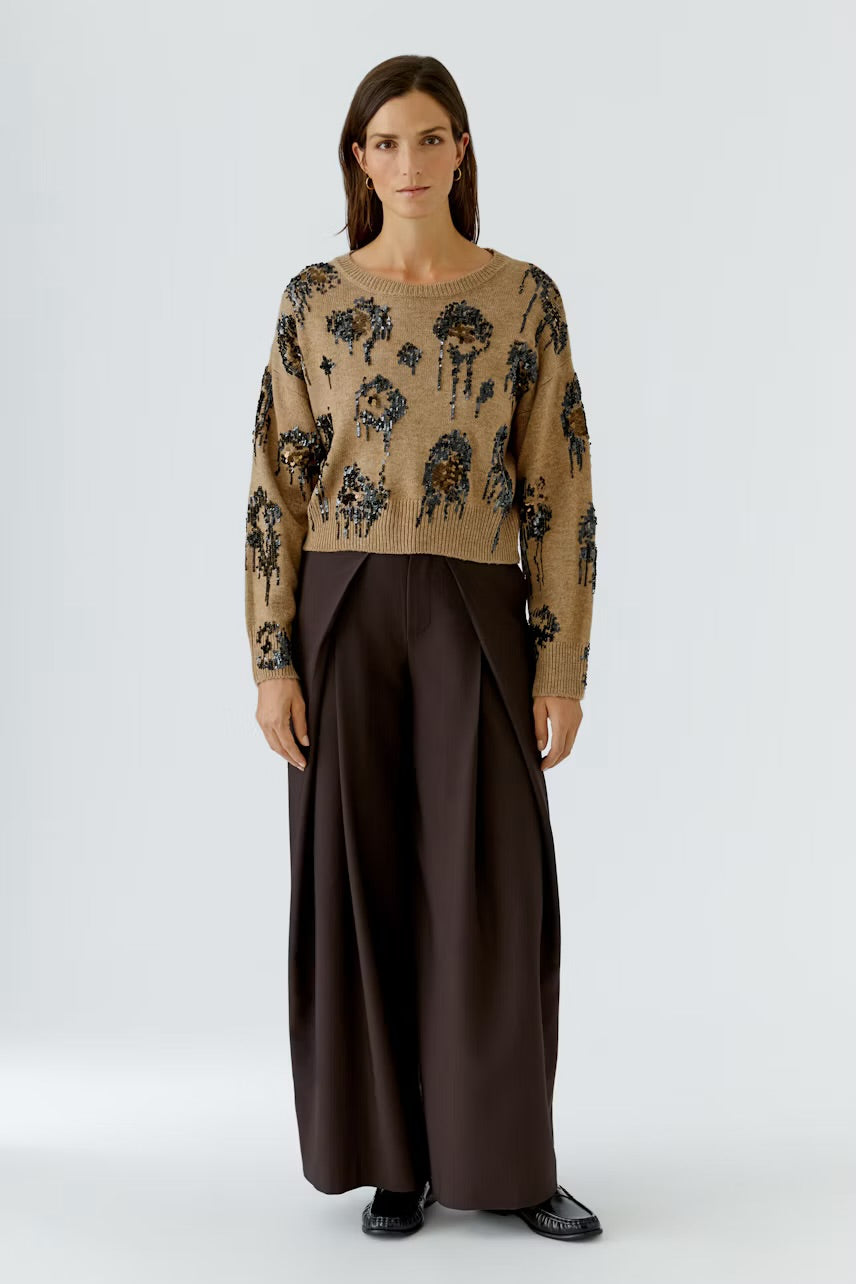 Sequence pullover in camel