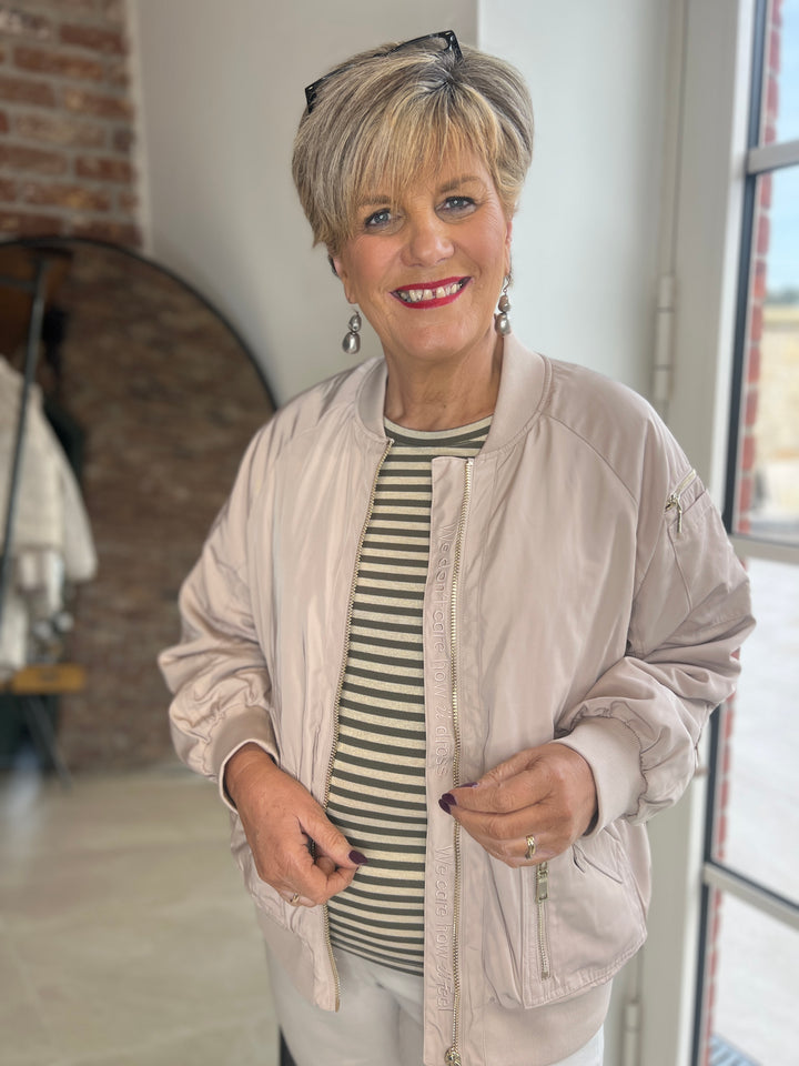 Nümph Nurixie Striped Top In Khaki multi