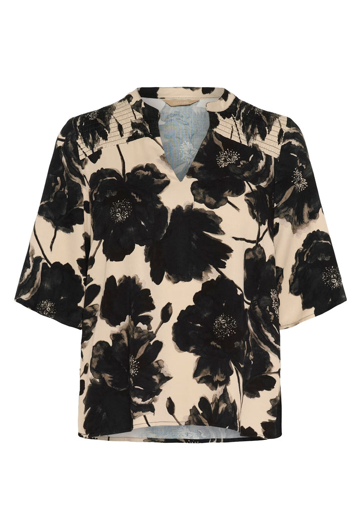Culture Floral Blouse In Black & off white