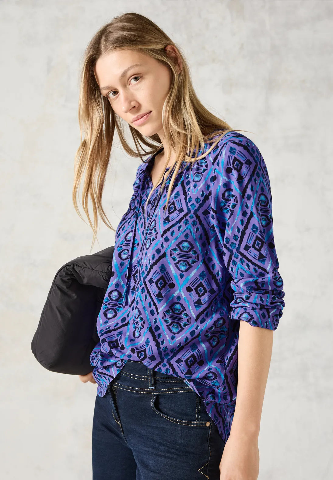 Cecil Rhombus Cotton Blouse In Wild Lilac