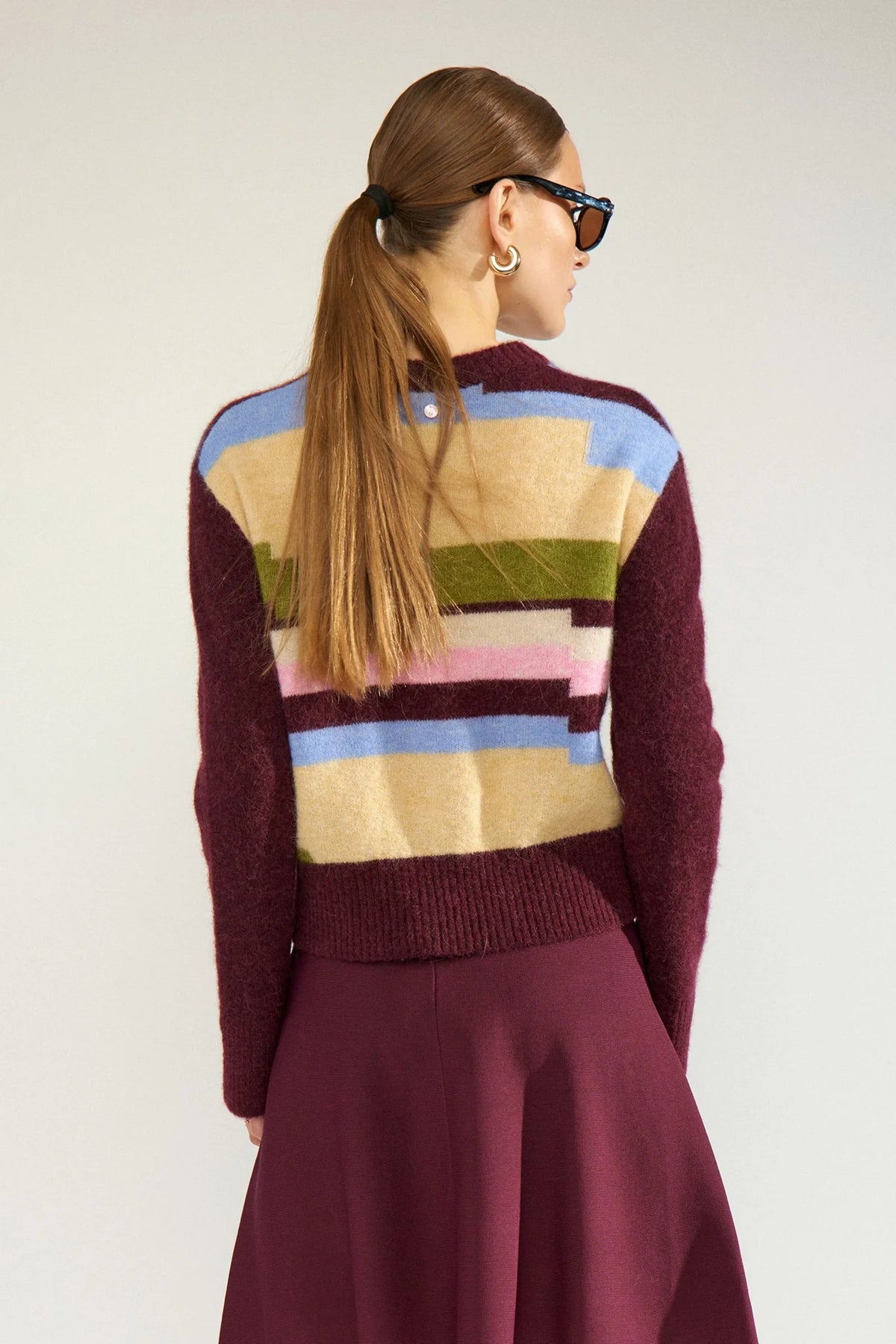 Nuriette pixel stripe pullover in fig