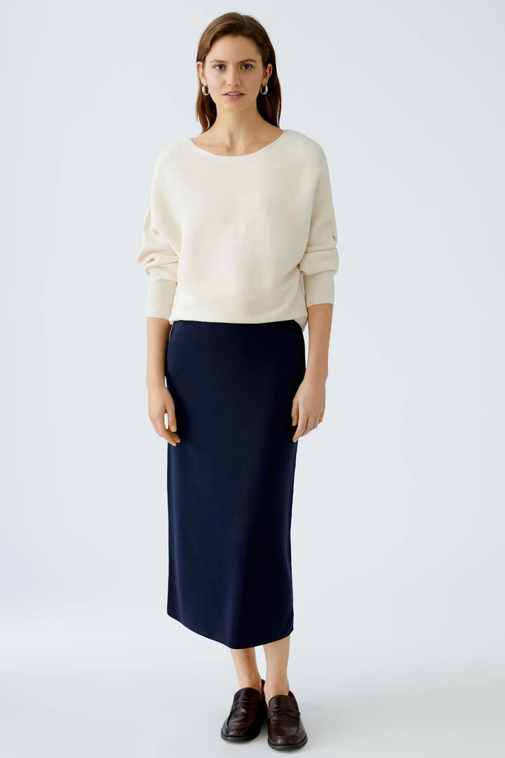 Oui Pull On Knitted Skirt In Dark Blue