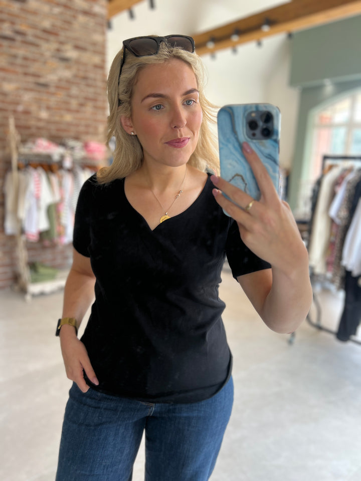 Street One Heart Neckline Top In Black