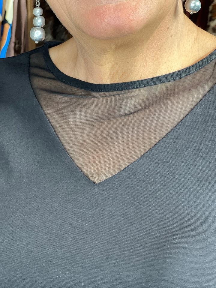 Street One Top With Mesh In Black