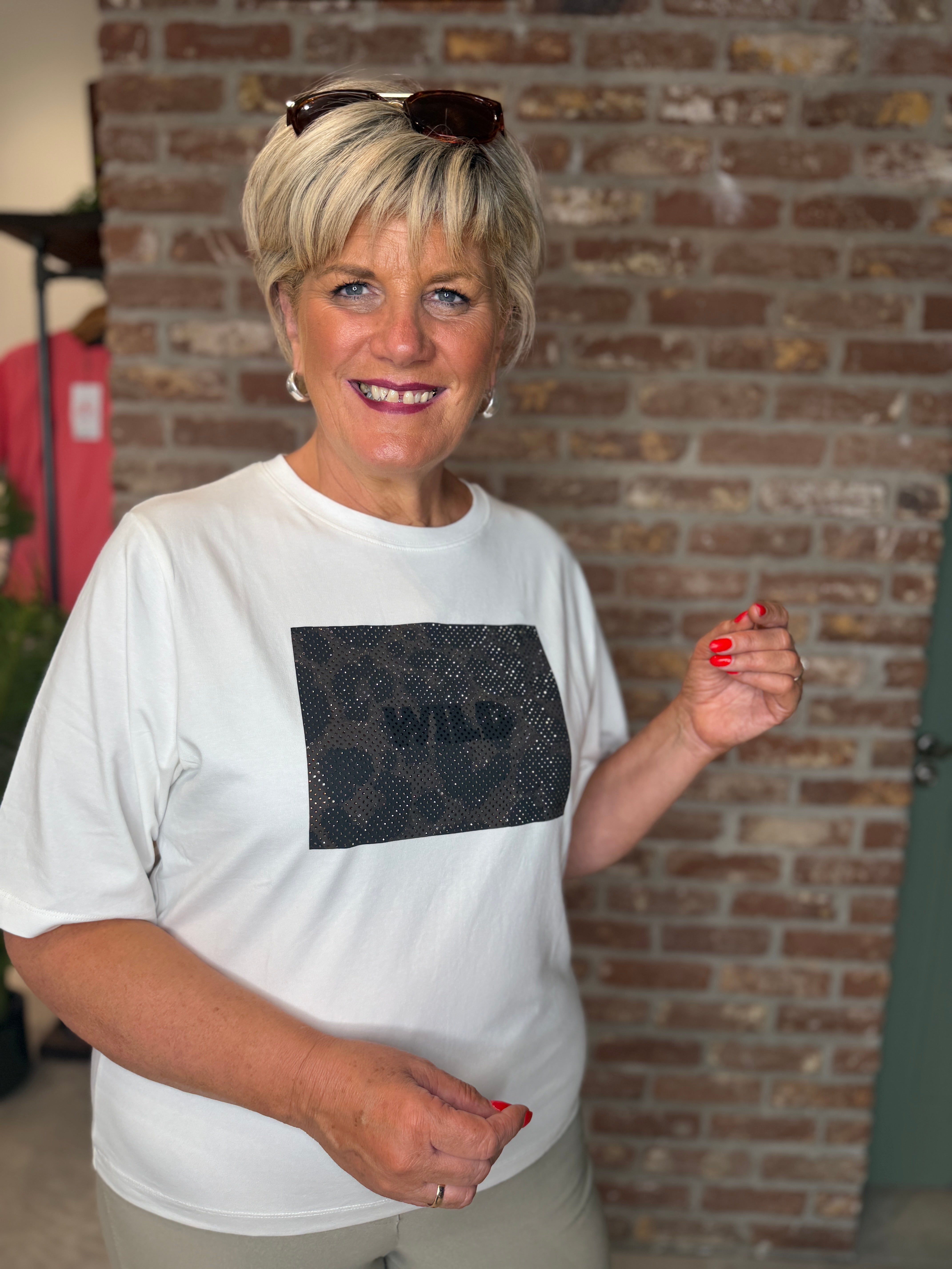 Oui Wild Motif T-shirt In Cloud Dancer