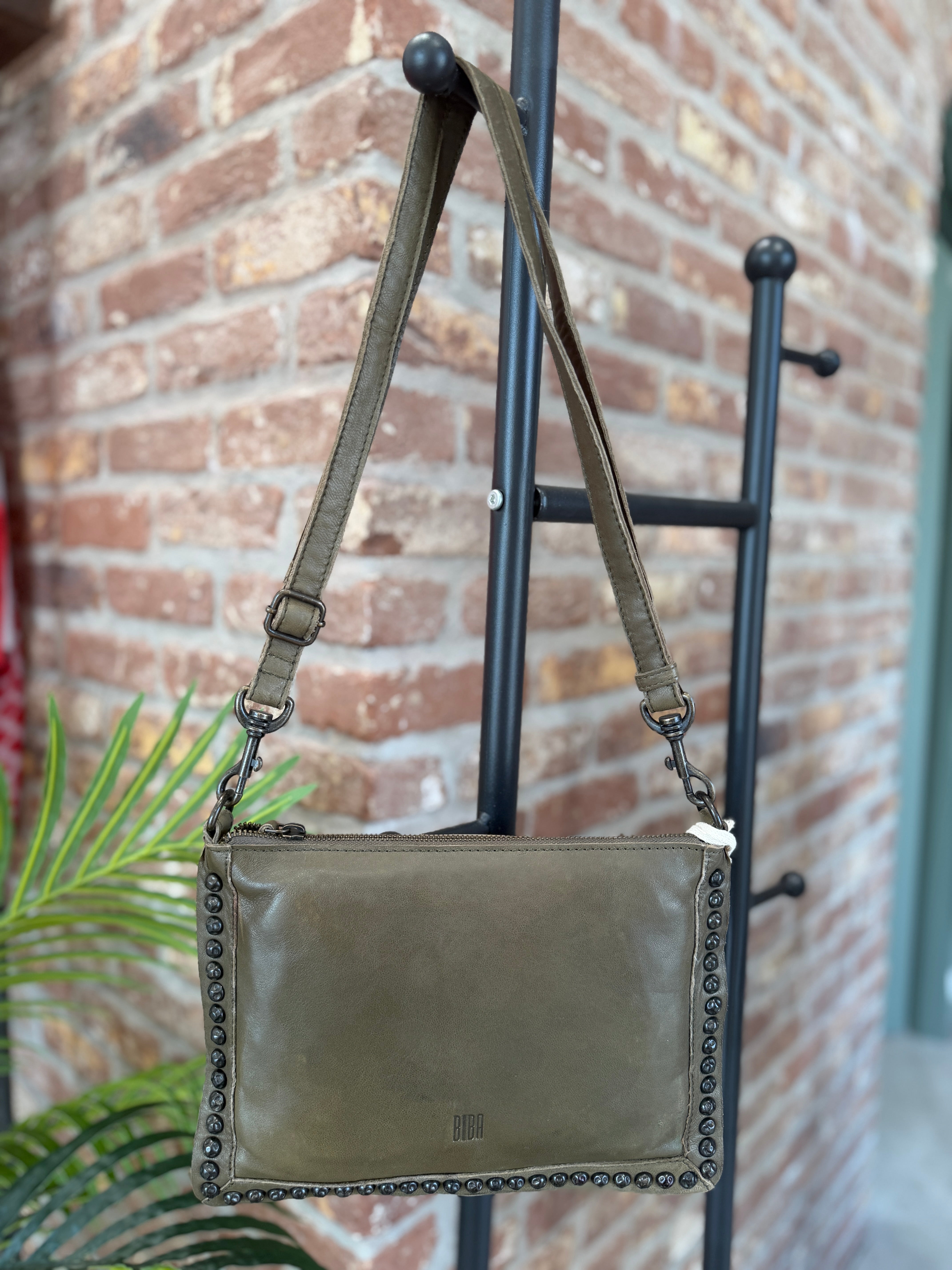BIBA leather Portland Crossbody bag in Khaki