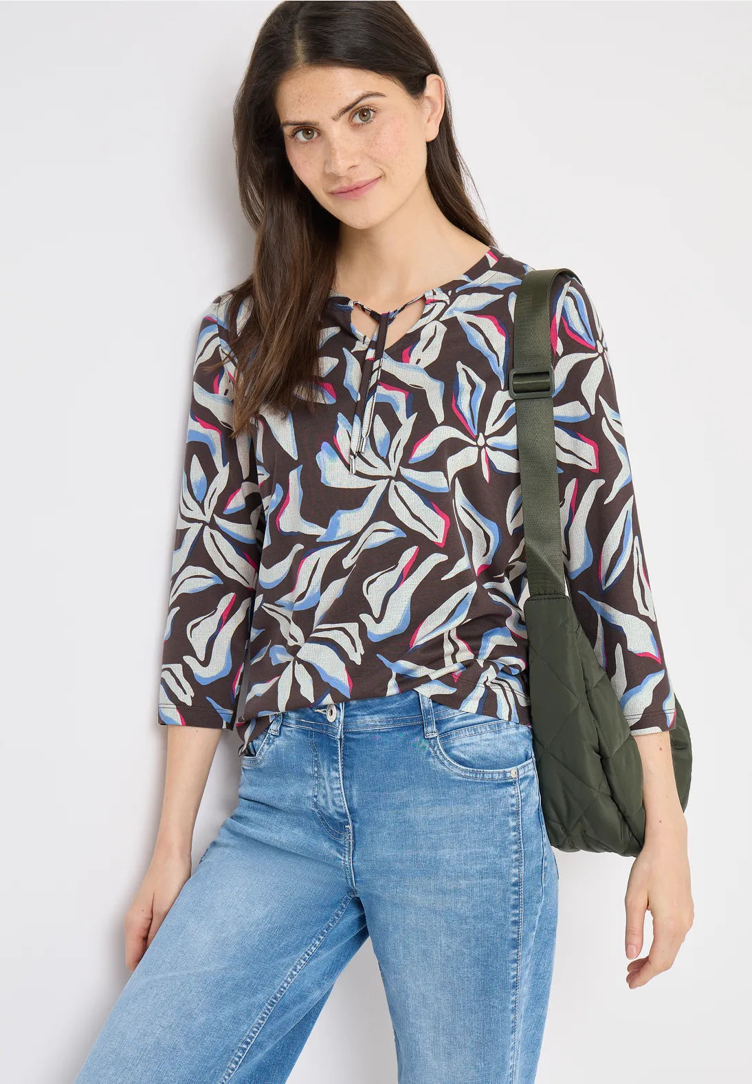 Cecil Multi Top With Tie In macchiato Brown
