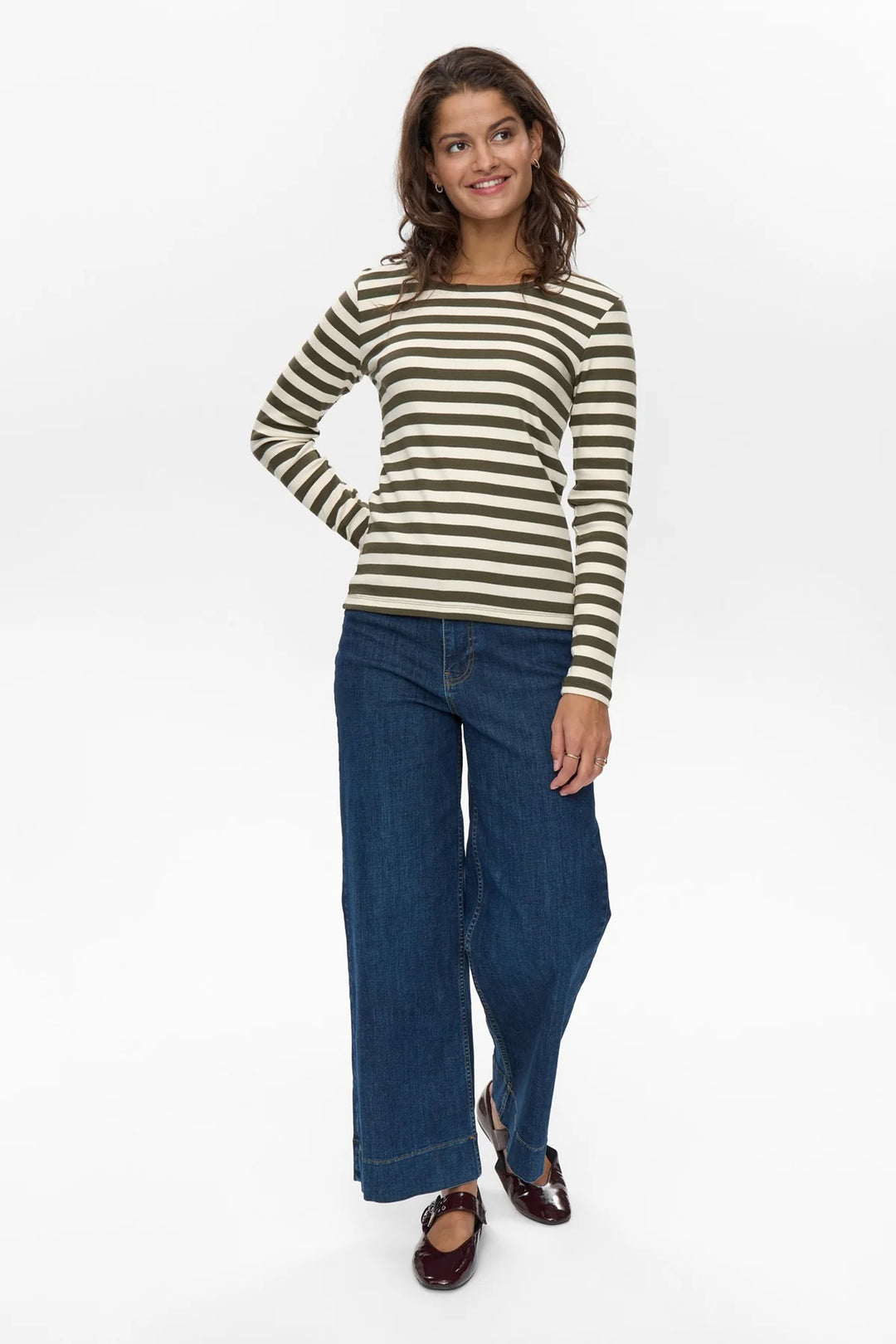 Nümph Numixie Striped Top In Grape Leaf