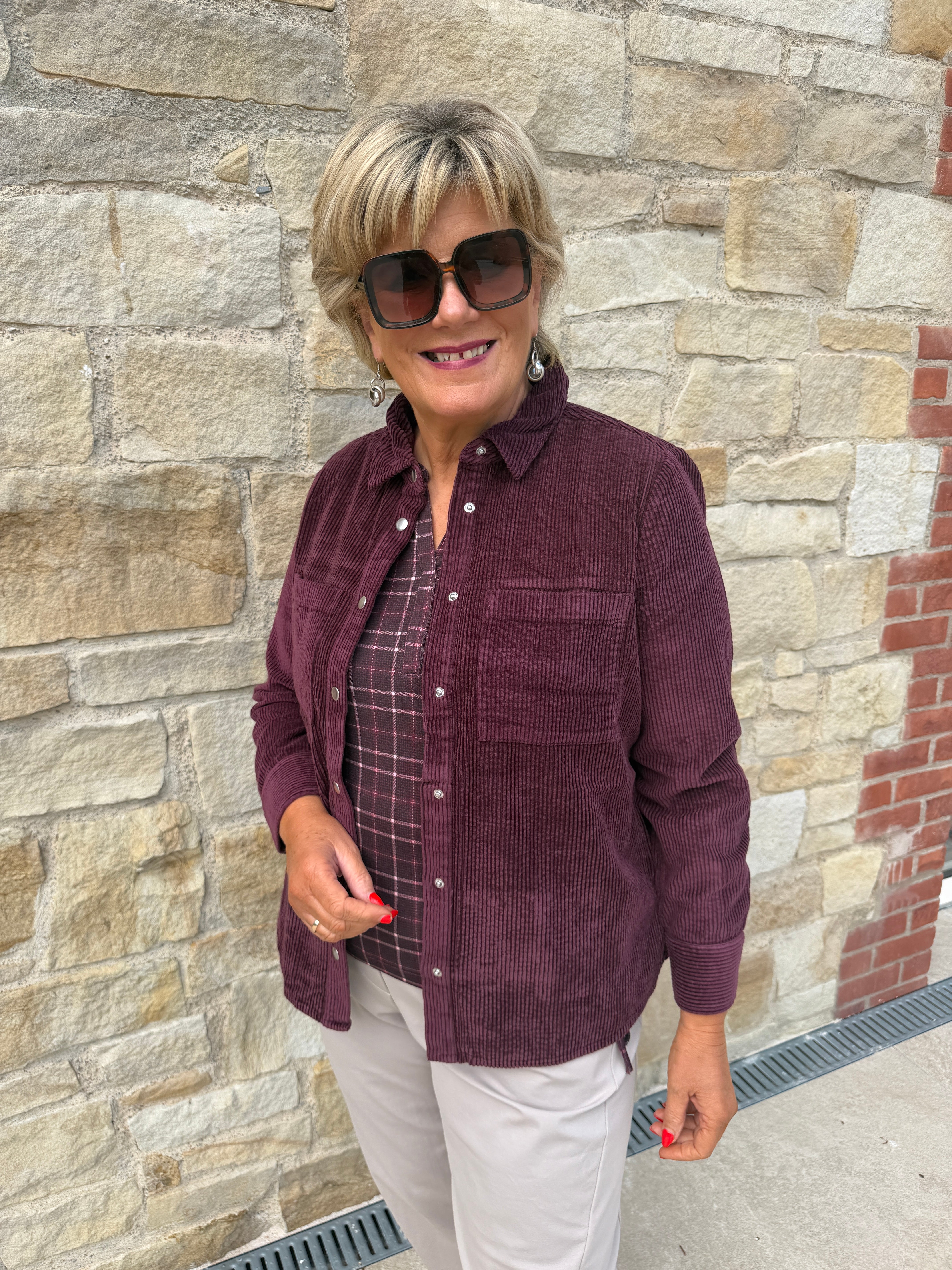 Street One Corduroy Jacket In Rustic Rouge