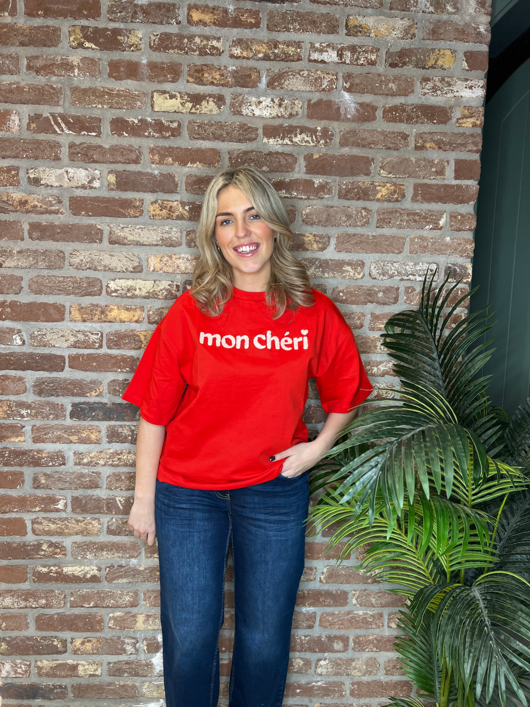 Saint Tropez Slogan Sweatshirt In Fiery Red