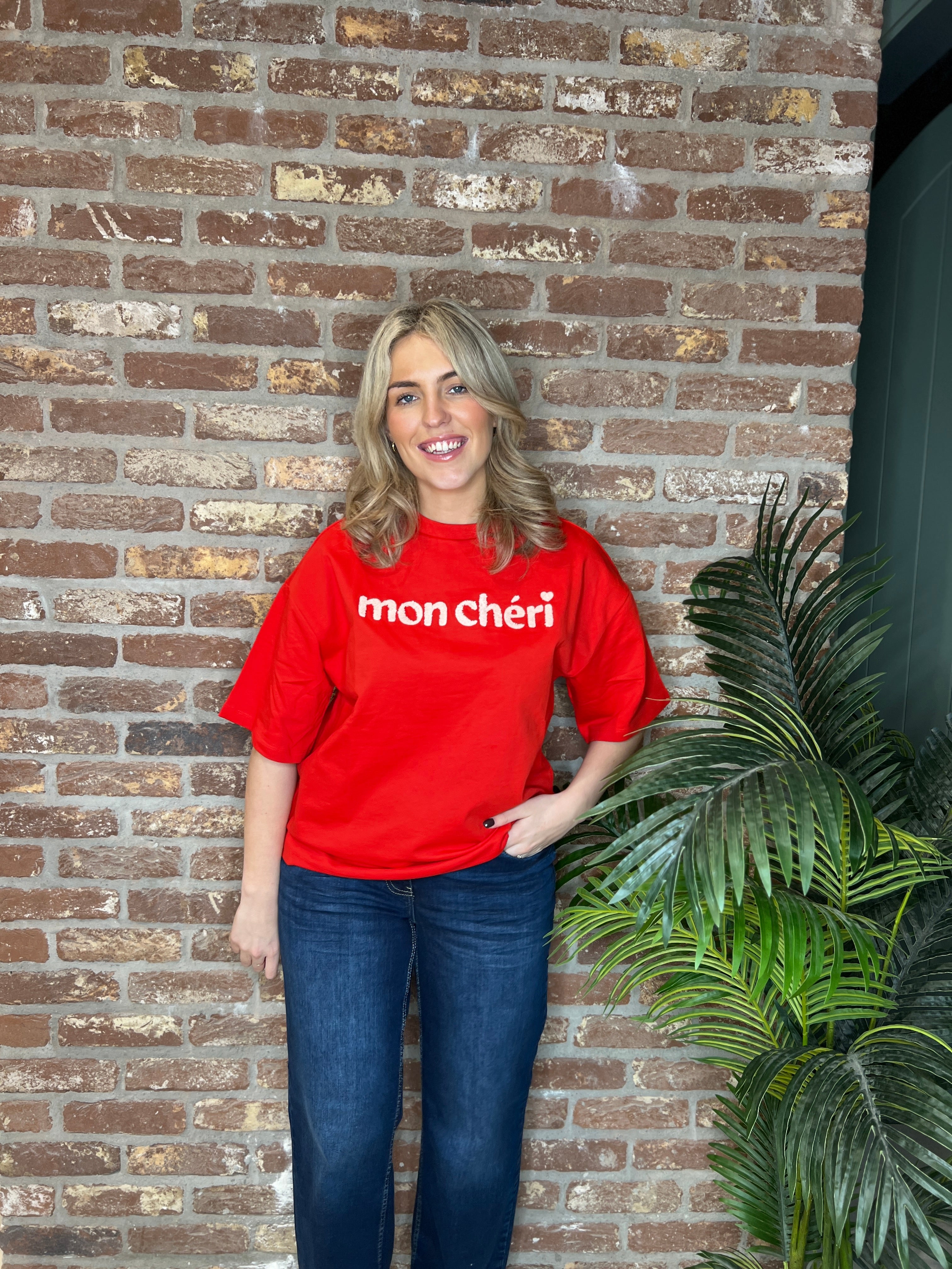 Saint Tropez Slogan Sweatshirt In Fiery Red