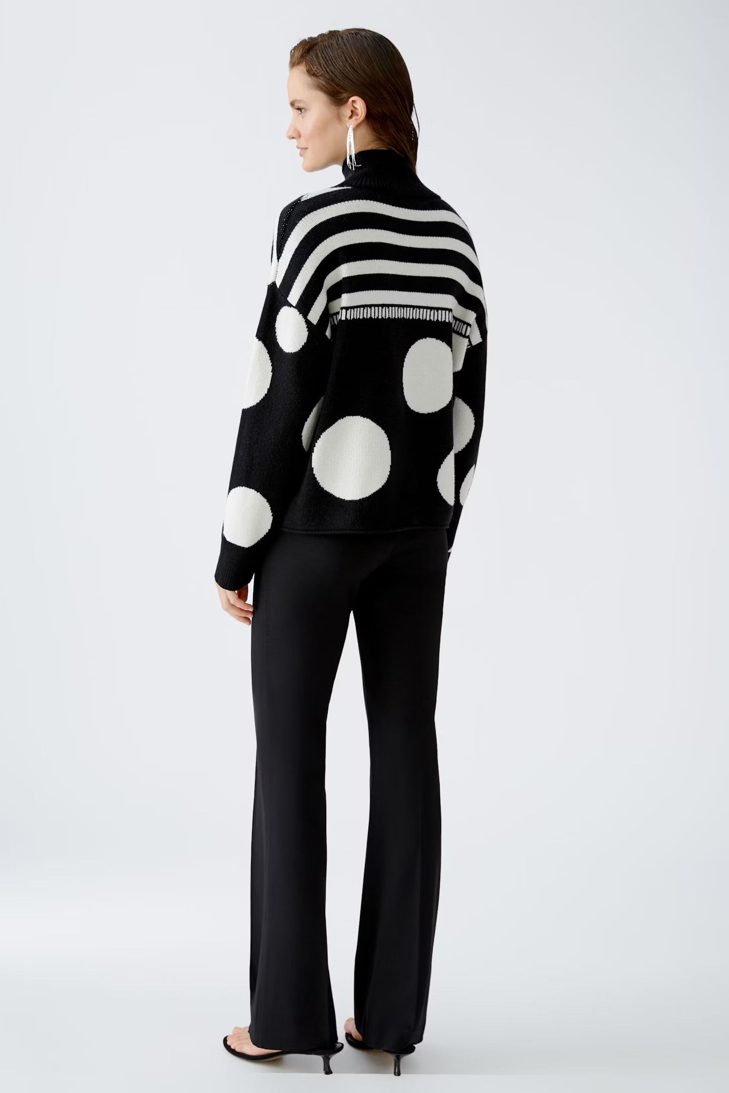 Oui Polka Dot Pullover In Black & off white