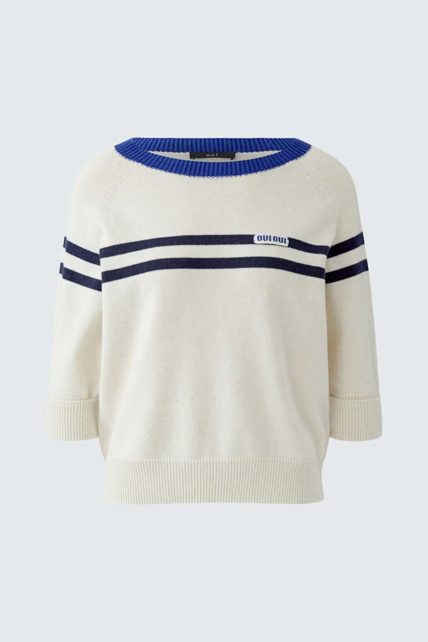 Oui Pullover Jumper In white blue