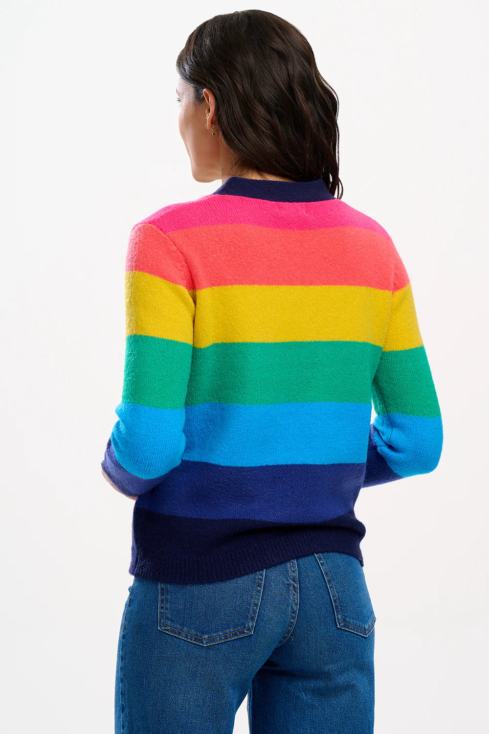 Sugarhill Brighton Izzy Rainbow Stripes Cardigan In Multi